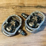 Shimano PD-M545 Platform Flat Clipless Pedals Cleats Low Mileage. Fixed Price $49.99.