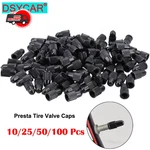 Black Presta Valve Caps Plastic Dust Covers For Bicycle Mtb Road Bike French. Fixed Price $9.83.