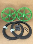 20" Bicycle Plastic Green 6-SPOKE Mag Wheels Set Street 1.95 Tires Gt Rims Bmx. Fixed Price $129.95.