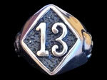 13 Thirteen With Skulls Biker Ring Stainless Steel Size 11. Fixed Price $14.00.