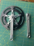 Vintage Sugino Mighty Competition Crankset 171MM Road Double 54/44T Black Rings. Fixed Price $99.95.