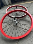 Wheel Set 20 Bmx Kinlin BM-25 36H Red Rims White Eastern Bikes Hubs & Sprocket. Fixed Price $128.29.