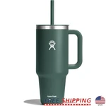 Insulated Travel Tumbler Double Wall Leak Resistant Straw Fits Cupholders 40OZ. Fixed Price $44.75.
